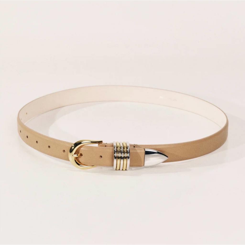 Nwt Dehanche Hollyhock Mixed Metal Belt Cappuccino Xs